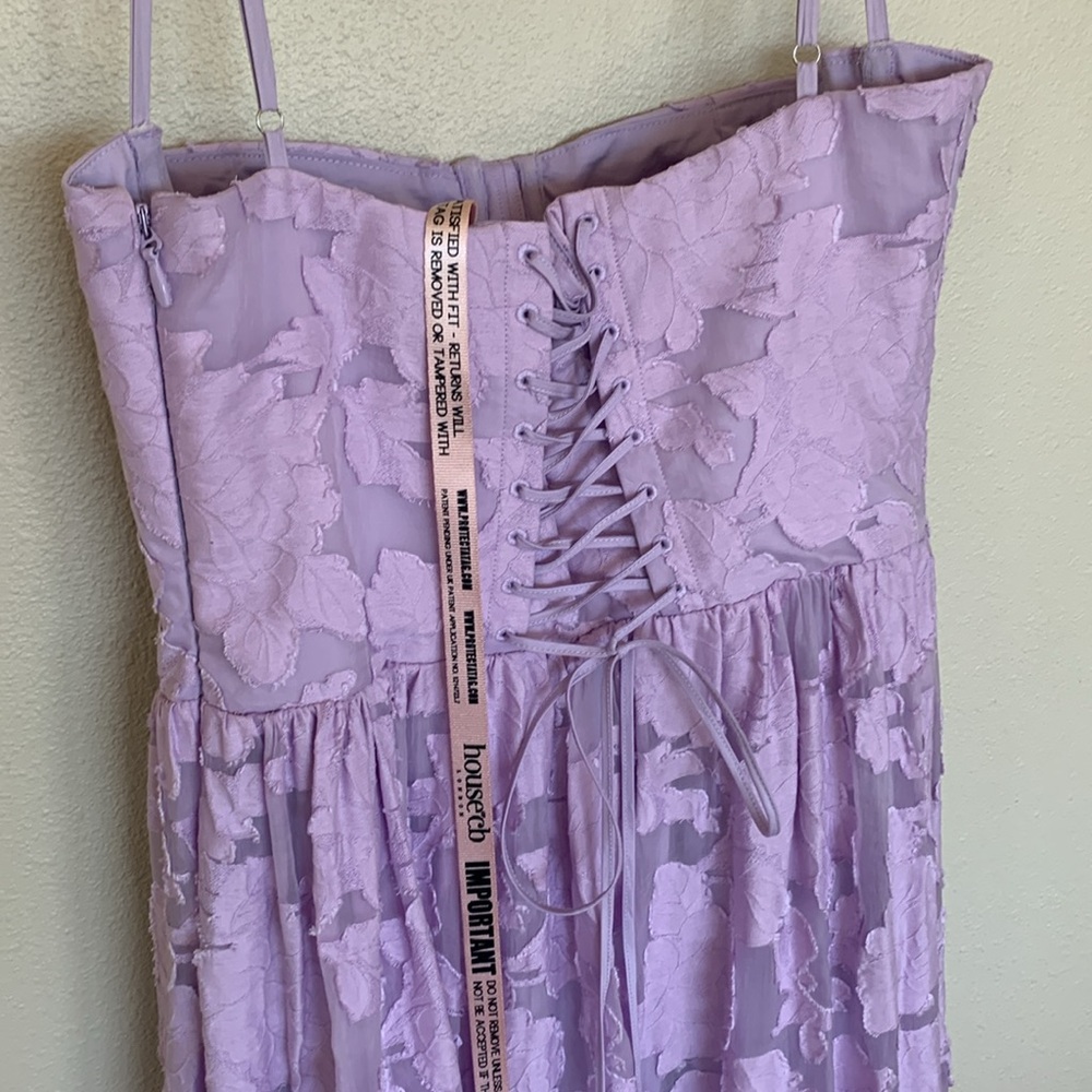 House of CB MIRA Orchid Floral Jacquard Tiered Midi Dress Medium NWT - Picture 9 of 11
